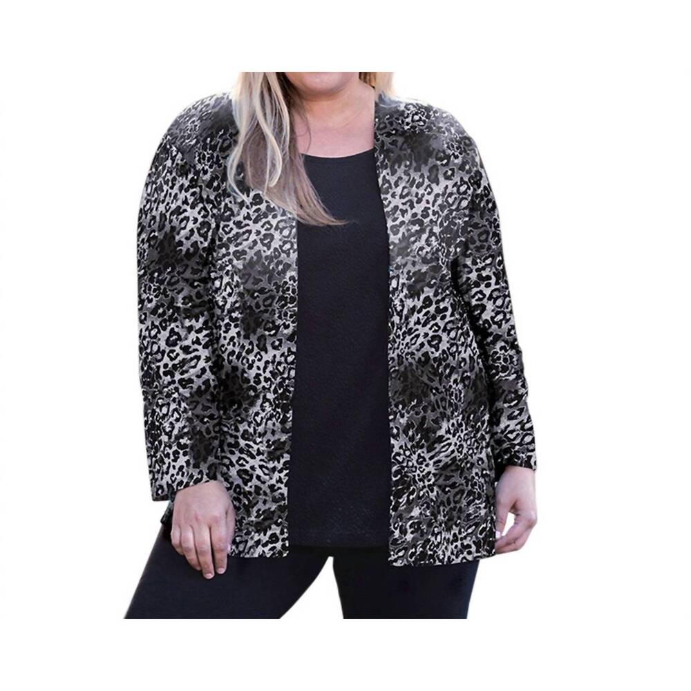 NEW ON THE PLUS SIDE layla twofer top - plus in grey cheetah